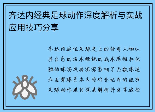 齐达内经典足球动作深度解析与实战应用技巧分享